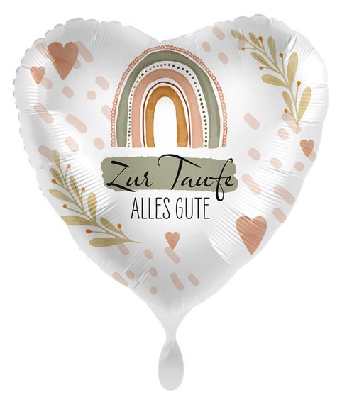 Folien-Herzballon (A) 'Zur Taufe alles Gute' ca. 43 cm