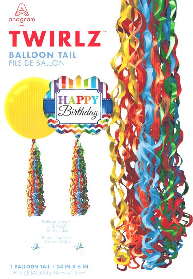 Twirlz Medium - Ballon-Hänger, Papier, Farbe: primär, ca. 86 x 15 cm