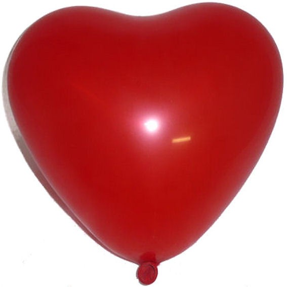 1 Herzballon, mittelgroß, rot, ca. 25 cm Ø, ca. 60 cm Umfang,