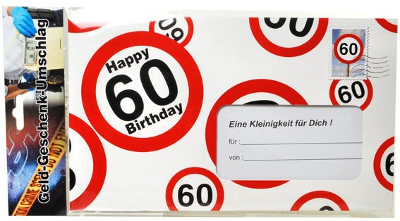 'Happy 60 Birthday' Riesen-Umschlag m. Zubehör ideal für Geldgeschenke
