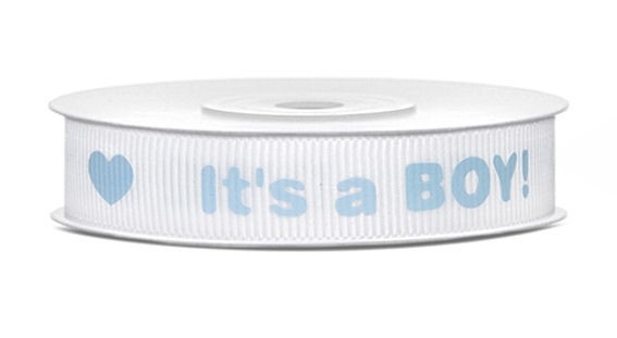 'It's a BOY!' Geschenkband, ca. 1,2 cm x 10 m auf Rolle