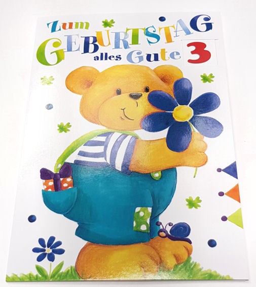 'Zum Geburtstag alles Gute' mit einstellbaren Zahlen 1-7 Grußkarte mit Umschlag
