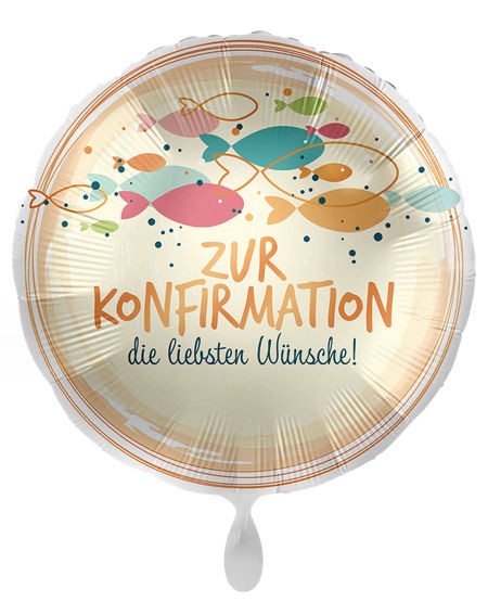 Folien-Rundballon (A) 'Zur Konfirmation die liebsten Wünsche!', ca. 43 cm