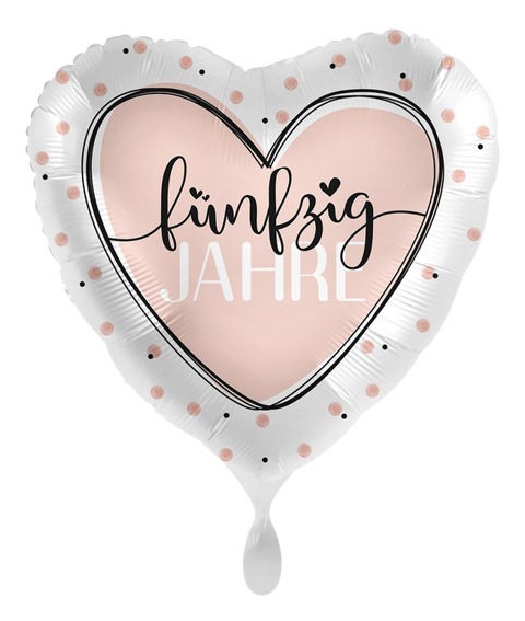 Folien-Herzballon (A) 'Satin - Glossy Heart - fünfzig Jahre', ca. 43 cm