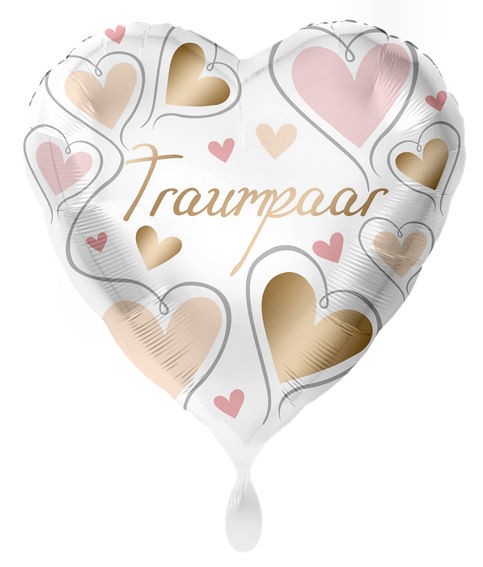 Folien-Herzballon (A) 'Traumpaar Herzen', ca. 43 cm Ø