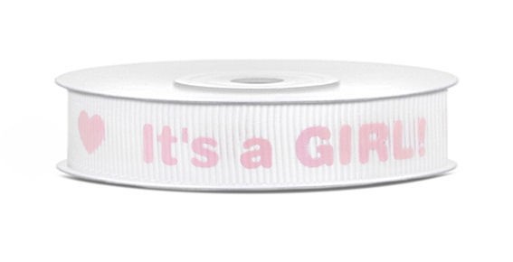 'It's a GIRL!' Geschenkband, ca. 1,2 cm x 10 m auf Rolle