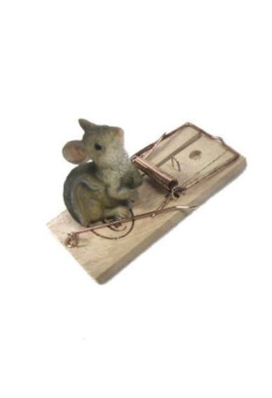 'Ein paar Mäuse' Poly-Maus auf Mausefalle, ideal f. Geldgeschenke