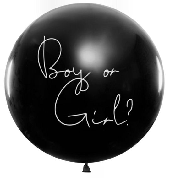 Ballon-Set Boy or Girl? schwarzer Ballon mit hellblauem Konfetti