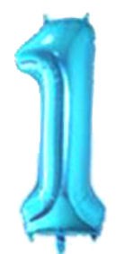 Folien-Zahlenballon (G), blau - XXL - 1, Gas geeignet
