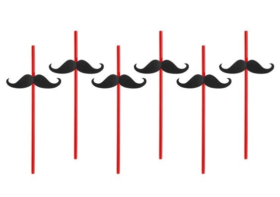 6 Stück 'Moustache - Knick-Trinkhalme' Kunststoff
