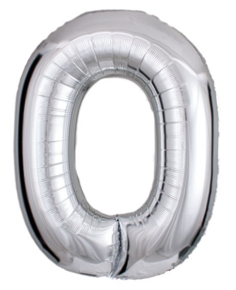 'Zahl 0', silber, Mini-Folienballon mit Ventil ca. 14" / 35 cm