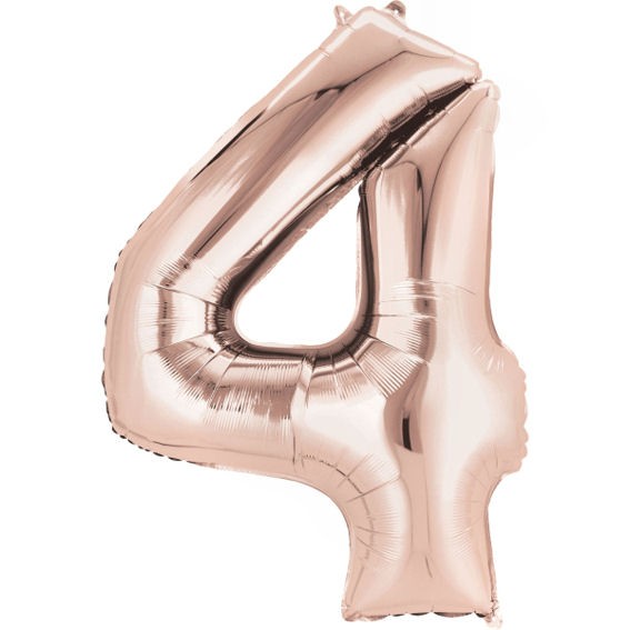 Folien-Zahlenballon (G), rosegold - XXL - 4, Gas geeignet