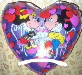 Panorama-Folien-Herzballon (B) 'Minnie & Mickey Mouse', ca. 50 cm Ø