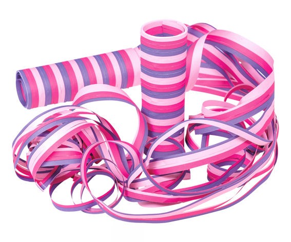 Luftschlangen 'Mädchen' in lila-pink-rosa, 2er-Pack. mit je 18 Röllchen