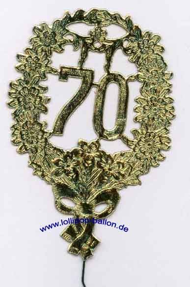 Jubiläumszahl-Stecker '70', ca. 12 cm, gold