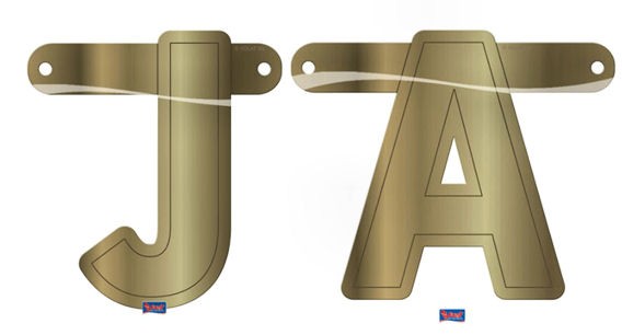 'Buchstaben - JA' 2-tlg. Banner-Letter, gold, Papierartikel