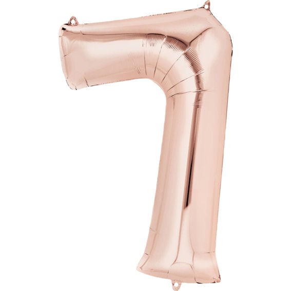 Folien-Zahlenballon (G), rosegold - XXL - 7, Gas geeignet