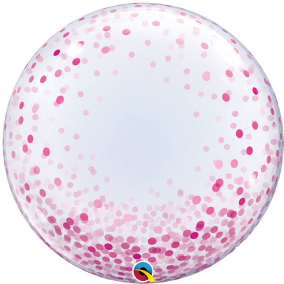 Kunststoffballon 'Deco Bubble - Pink Confetti Dots' (G) ca. 24" / 61 cm Ø