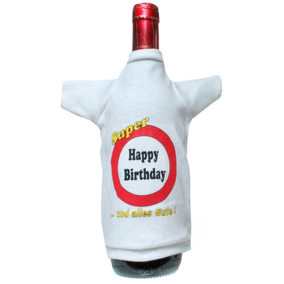 Mini-Flaschen-T-Shirt 'Verkehrszeichen - Happy Birthday', ca. 23 x 30 cm