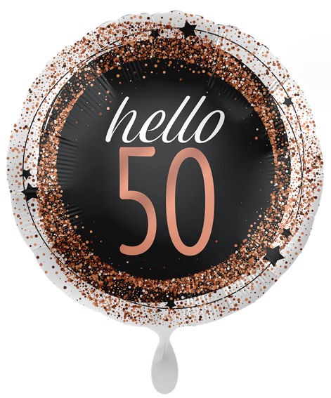 Folien-Rundballon (A) 'Glitter Hello 50', ca. 43 cm