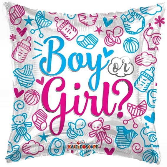 Folien-Squareballoon (A) 'Boy or Girl - Gender Reveal', ca. 46 cm