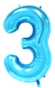 Folien-Zahlenballon (G), blau - XXL - 3, Gas geeignet