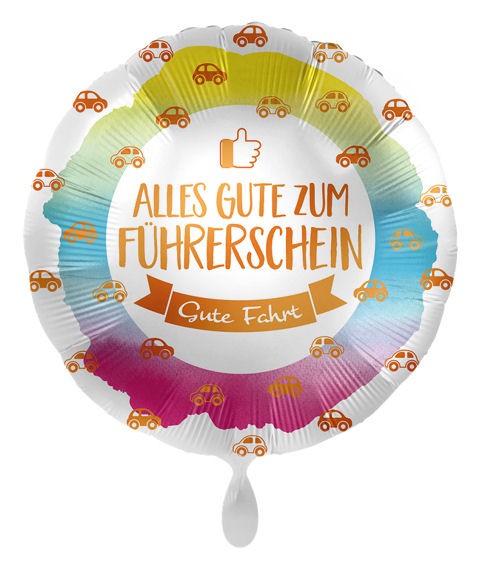 Folien-Rundballon (A) 'Alles Gute zum Führerschein - Gute Fahrt', ca. 43 cm Ø