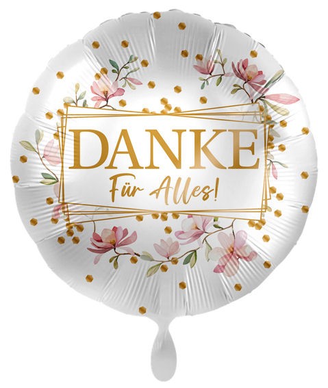Folien-Rundballon (A) 'Danke Blüten', ca. 43 cm Ø