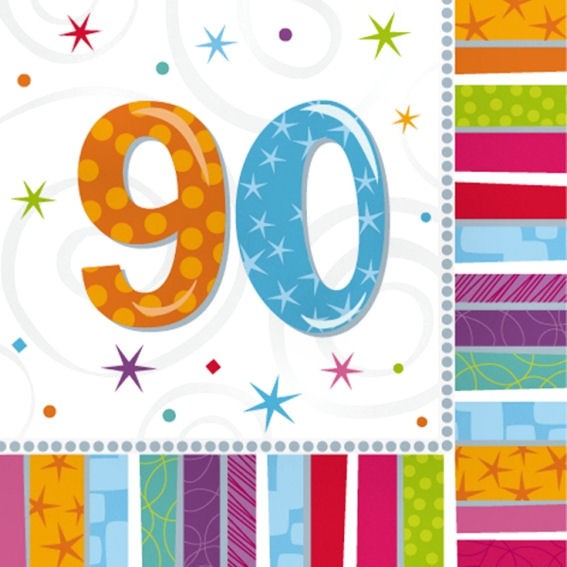 Servietten 'Radiant - Birthday 90th', 16er-Pack., ca. 33 x 33 cm