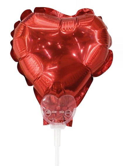Folienballon-Stecker 'Herz, rot' zum selbstaufblasen