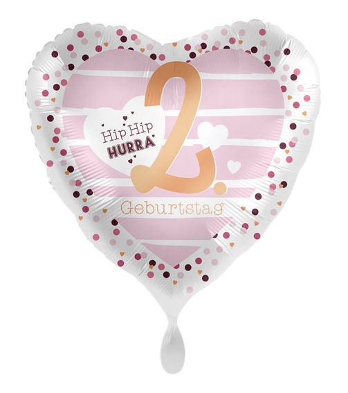 Folien-Herzballon (A) '2. Geburtstag - Hearts', ca. 43 cm