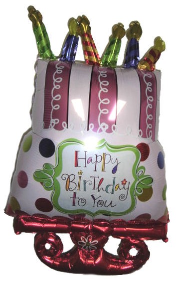 FolienballonShape (F) 'Big Happy Birthday Cake', ca. 70 cm