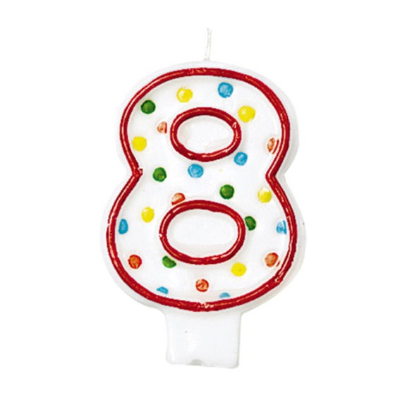 '8 - Polka Dots' Party-Zahlen-Kerze