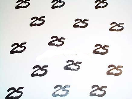 'Zahlen 25' Flitterbox-Streuartikel, silber, ca. 14 gr.