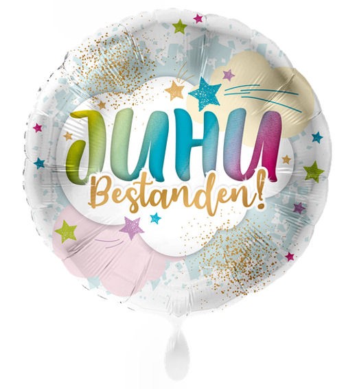 Folien-Rundballon (A) 'Juhu Bestanden!', ca. 43 cm