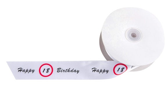 'Verkehrszeichen - Happy 18 Birthday' Schleifenband ca. 4 cm breit, METERWARE
