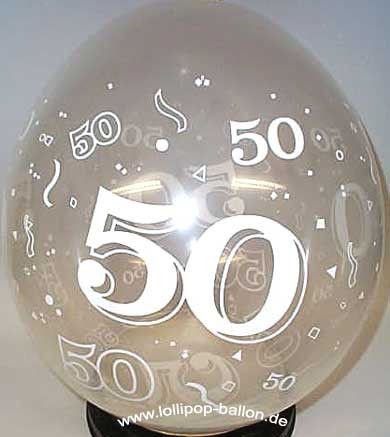 'Zahl 50' Latex-Weithals-Rundballon/Stufferballon/Verpackungsballon, ca. 45 Ø