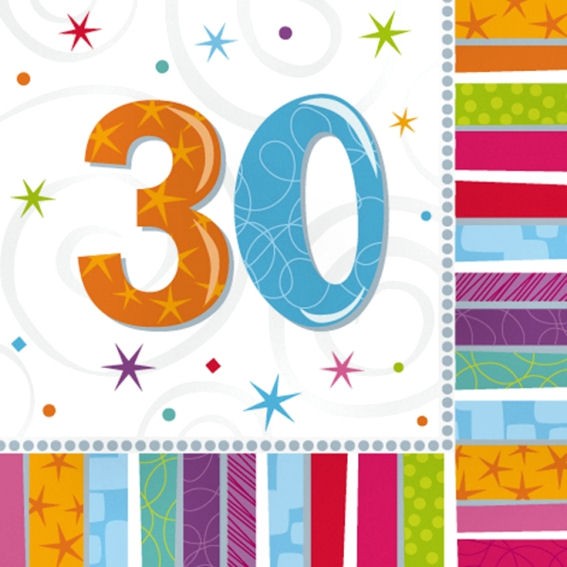 Servietten 'Radiant - Birthday 30th', 16er-Pack., ca. 33 x 33 cm
