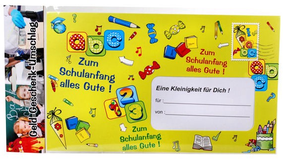 'Zum Schulanfang' Riesen-Umschlag m. Zubehör ideal für Geldgeschenke