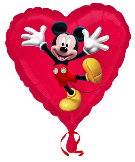 Folien-Herzballon (A) 'Mickey Mouse', rot, ca. 43 cm