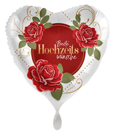 Folien-Herzballon (A) 'Satin - Beste Hochzeitswünsche' ca. 45 cm