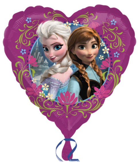 Folien-Herzballon (A) 'Frozen - Anna & Elsa Love', ca. 43 cm Ø