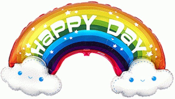 Folienballon Shape (G) 'Rainbow - Happy Day', ca. 99 x 35 cm