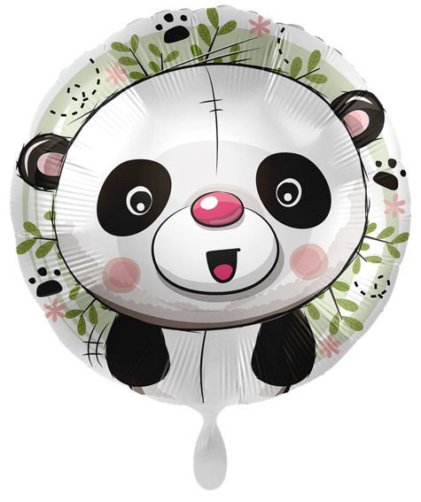 Folien-Rundballon (A) 'Happy Panda Bear - Fröhlicher Pandabär', ca. 43 cm Ø