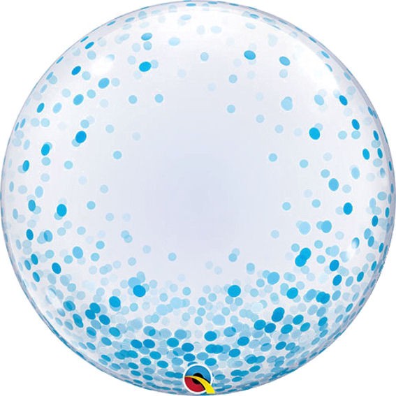 Kunststoffballon 'Deco Bubble - Blue Confetti Dots' (G) ca. 24" / 61 cm Ø