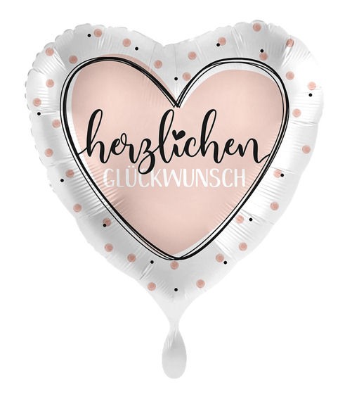 Folien-Herzballon (A) 'Glossy Heart - Herzlichen Glückwunsch', ca. 43 cm