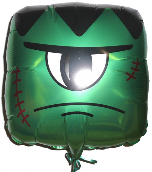 Folien-Quadratballon (A) 'Green Monster Q-BLOON Halloween', ca. 45 cm
