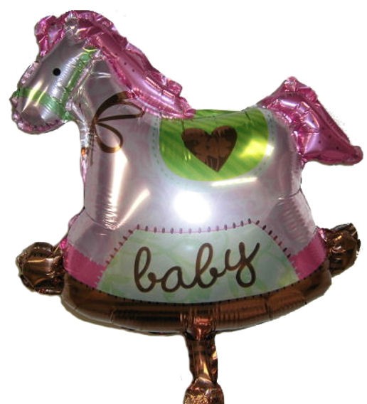 Mini-Folien-LUFTballon 'Schaukelpferd' pink