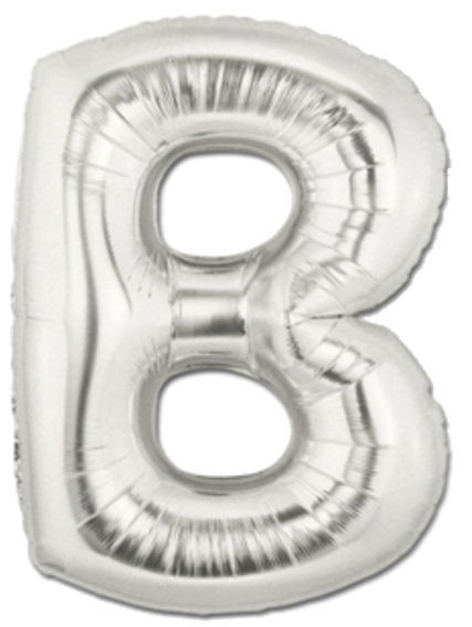 'Buchstabe B', silber, Mini-Folienballon mit Ventil ca. 16" / 40 cm
