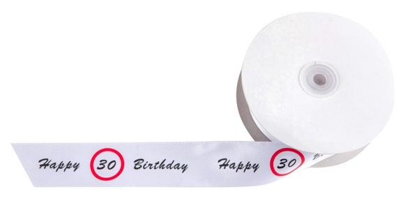 'Verkehrszeichen - Happy 30 Birthday' Schleifenband ca. 4 cm breit, METERWARE